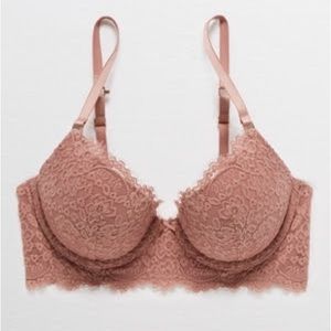 NWT Aerie real power eyelash lace plunge push up bra